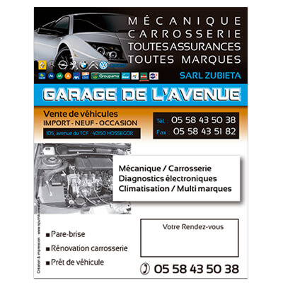 Carte de visite pour Garage de l'Avenue à Hossegor